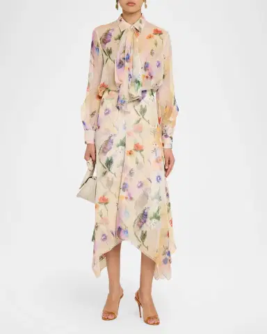 PRABAL GURUNG Floral-Print Collared Blouse with Tie Detail | Thumbnail 2 PRABAL GURUNG Floral-Print Collared Blouse with Tie Detail | Thumbnail 2