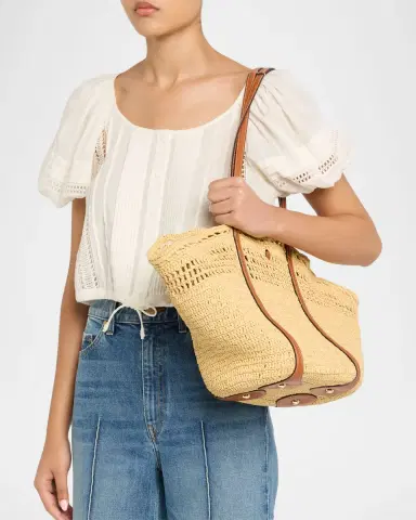 Ulla Johnson Marina Raffia Leather-Trim Tote Bag | Thumbnail 2 Ulla Johnson Marina Raffia Leather-Trim Tote Bag | Thumbnail 2