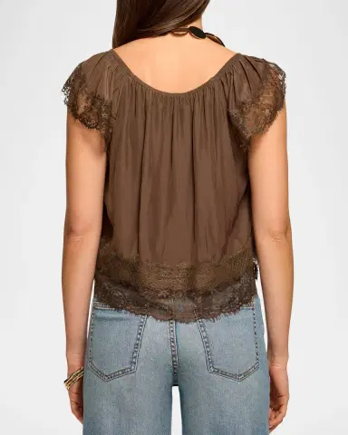 Ramy Brook Lena Lace-Trim Satin Blouse | Thumbnail 3 Ramy Brook Lena Lace-Trim Satin Blouse | Thumbnail 3