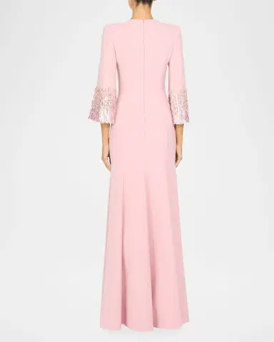 Jenny Packham Anita Embellished 3/4-Sleeve Trumpet Gown | Thumbnail 3 Jenny Packham Anita Embellished 3/4-Sleeve Trumpet Gown | Thumbnail 3
