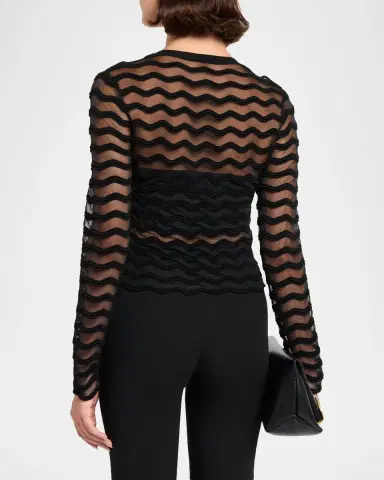 Simkhai Maxime Sheer Wavy Knit Cardigan | Thumbnail 3 Simkhai Maxime Sheer Wavy Knit Cardigan | Thumbnail 3