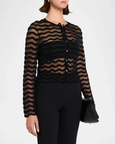 Simkhai Maxime Sheer Wavy Knit Cardigan | Thumbnail 4 Simkhai Maxime Sheer Wavy Knit Cardigan | Thumbnail 4