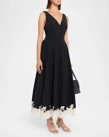 SIMKHAI Mira Cotton Faille Lace Midi Dress | Thumbnail 4 SIMKHAI Mira Cotton Faille Lace Midi Dress | Thumbnail 4