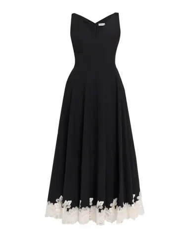 SIMKHAI Mira Cotton Faille Lace Midi Dress | Thumbnail 1 SIMKHAI Mira Cotton Faille Lace Midi Dress | Thumbnail 1