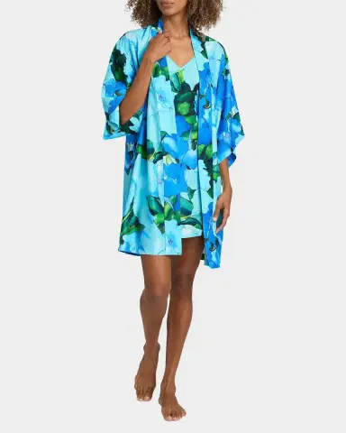 Natori Isla 3/4-Sleeve Floral Mini Robe | Thumbnail 2 Natori Isla 3/4-Sleeve Floral Mini Robe | Thumbnail 2
