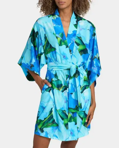 Natori Isla 3/4-Sleeve Floral Mini Robe | Thumbnail 4 Natori Isla 3/4-Sleeve Floral Mini Robe | Thumbnail 4