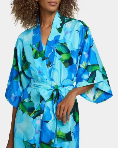Natori Isla 3/4-Sleeve Floral Mini Robe | Thumbnail 5 Natori Isla 3/4-Sleeve Floral Mini Robe | Thumbnail 5
