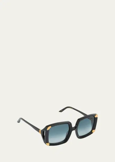 Anna-Karin Karlsson Strawberry Moon Square Black Acetate & Gold-Plated Steel Sunglasses | Thumbnail 3 Anna-Karin Karlsson Strawberry Moon Square Black Acetate & Gold-Plated Steel Sunglasses | Thumbnail 3