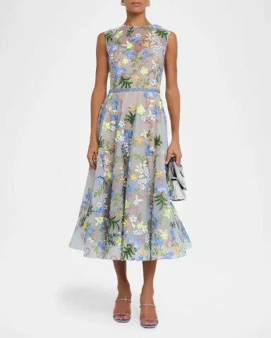 Bronx and Banco Saba Beaded Floral Applique Midi Dress | Thumbnail 2 Bronx and Banco Saba Beaded Floral Applique Midi Dress | Thumbnail 2