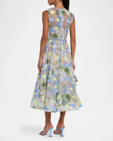 Bronx and Banco Saba Beaded Floral Applique Midi Dress | Thumbnail 3 Bronx and Banco Saba Beaded Floral Applique Midi Dress | Thumbnail 3