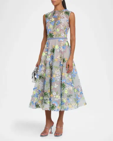 Bronx and Banco Saba Beaded Floral Applique Midi Dress | Thumbnail 4 Bronx and Banco Saba Beaded Floral Applique Midi Dress | Thumbnail 4