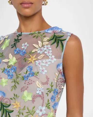 Bronx and Banco Saba Beaded Floral Applique Midi Dress | Thumbnail 5 Bronx and Banco Saba Beaded Floral Applique Midi Dress | Thumbnail 5