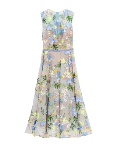 Bronx and Banco Saba Beaded Floral Applique Midi Dress | Thumbnail 1 Bronx and Banco Saba Beaded Floral Applique Midi Dress | Thumbnail 1