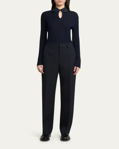 Jil Sander Long-Sleeve Button-Keyhole Polo Shirt | Thumbnail 2 Jil Sander Long-Sleeve Button-Keyhole Polo Shirt | Thumbnail 2