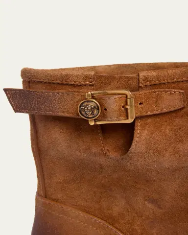 Versace Men's Suede La Medusa Buckle Ankle Boots | Thumbnail 5 Versace Men's Suede La Medusa Buckle Ankle Boots | Thumbnail 5