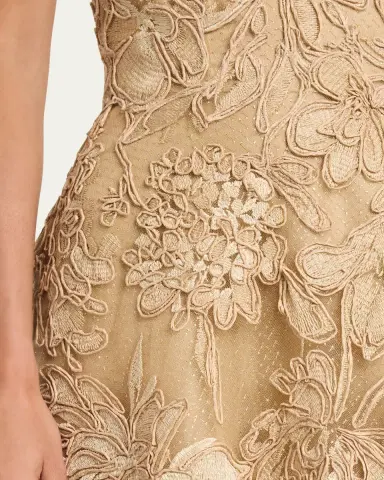 Naeem Khan Floral Raffia Strapless Gown | Thumbnail 5 Naeem Khan Floral Raffia Strapless Gown | Thumbnail 5