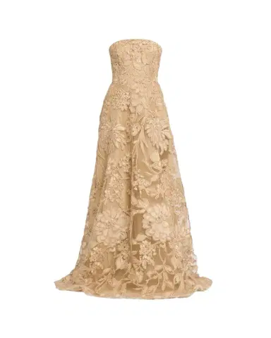 Naeem Khan Floral Raffia Strapless Gown | Thumbnail 1 Naeem Khan Floral Raffia Strapless Gown | Thumbnail 1