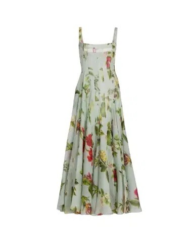 Oscar de la Renta Sleeveless Chine Hibiscus Silk Gazar Trumpet Gown | Thumbnail 1 Oscar de la Renta Sleeveless Chine Hibiscus Silk Gazar Trumpet Gown | Thumbnail 1