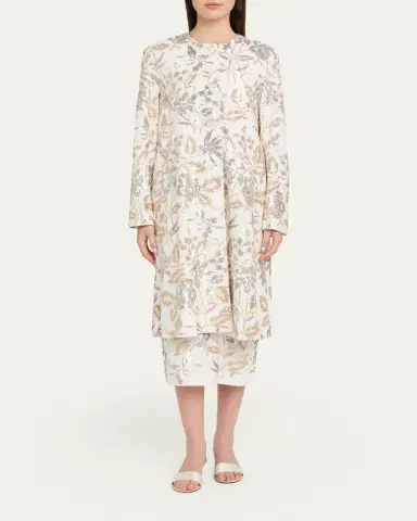 PRABAL GURUNG Single-Breasted Floral Sequined Collarless Car Coat | Thumbnail 2 PRABAL GURUNG Single-Breasted Floral Sequined Collarless Car Coat | Thumbnail 2