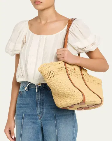 Ulla Johnson Marina Raffia Leather-Trim Tote Bag | Thumbnail 2 Ulla Johnson Marina Raffia Leather-Trim Tote Bag | Thumbnail 2
