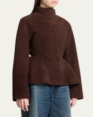 ALAÏA Suede Peplum Jacket | Thumbnail 4 ALAÏA Suede Peplum Jacket | Thumbnail 4