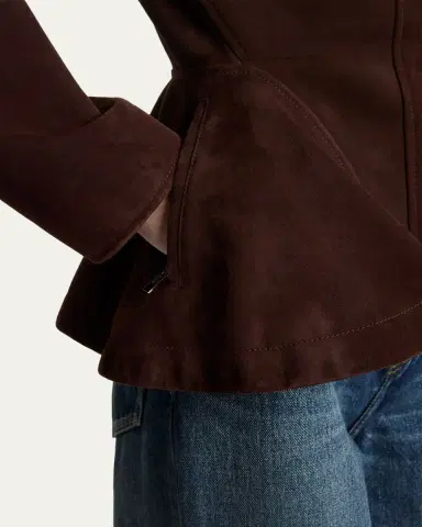 ALAÏA Suede Peplum Jacket | Thumbnail 5 ALAÏA Suede Peplum Jacket | Thumbnail 5