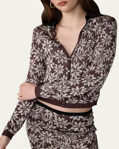 Diane von Furstenberg Rae Floral Button-Down Jacquard Knit Top | Thumbnail 4 Diane von Furstenberg Rae Floral Button-Down Jacquard Knit Top | Thumbnail 4
