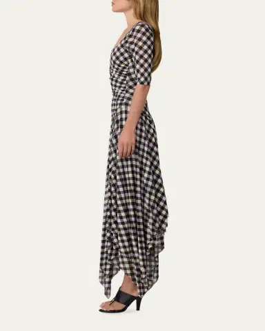 Diane von Furstenberg Leslie Gingham-Print Handkerchief Maxi Dress | Thumbnail 4 Diane von Furstenberg Leslie Gingham-Print Handkerchief Maxi Dress | Thumbnail 4