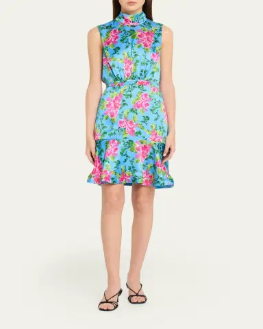 Saloni Fleur Tie-Back Short Silk Dress | Thumbnail 2 Saloni Fleur Tie-Back Short Silk Dress | Thumbnail 2