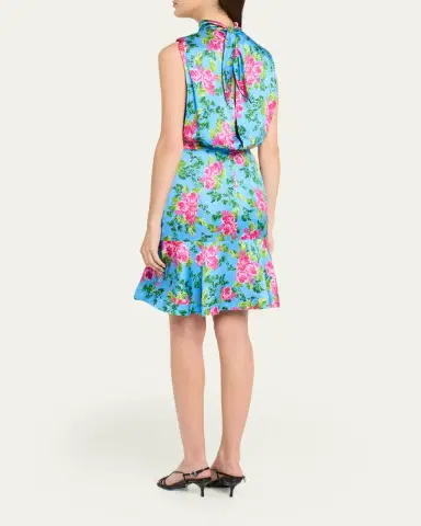 Saloni Fleur Tie-Back Short Silk Dress | Thumbnail 3 Saloni Fleur Tie-Back Short Silk Dress | Thumbnail 3