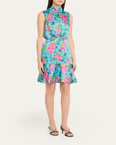 Saloni Fleur Tie-Back Short Silk Dress | Thumbnail 4 Saloni Fleur Tie-Back Short Silk Dress | Thumbnail 4