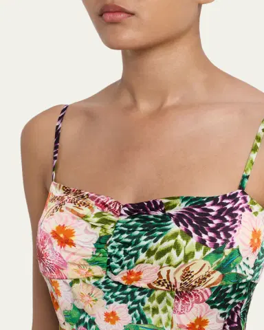 Saloni Renee Long Floral Silk Spaghetti-Strap Dress | Thumbnail 5 Saloni Renee Long Floral Silk Spaghetti-Strap Dress | Thumbnail 5