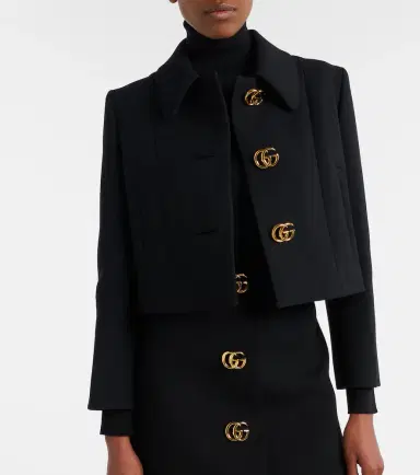 Gucci Double G cropped wool crêpe jacket | Thumbnail 3 Gucci Double G cropped wool crêpe jacket | Thumbnail 3