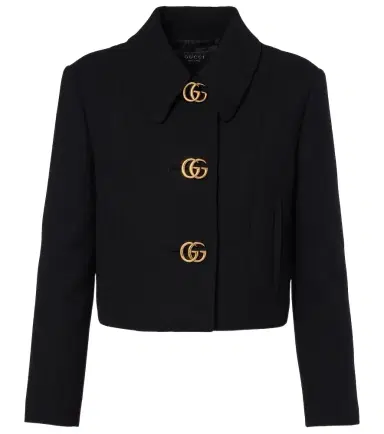 Gucci Double G cropped wool crêpe jacket | Thumbnail 1 Gucci Double G cropped wool crêpe jacket | Thumbnail 1