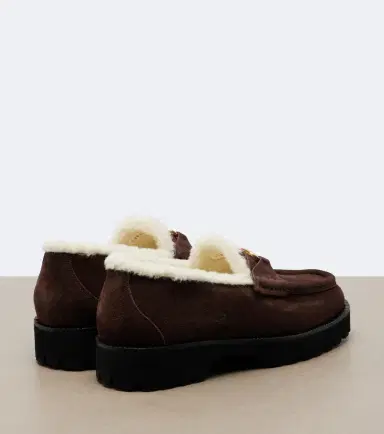 Valentino Garavani VLogo shearling-trimmed suede platform loafers | Thumbnail 3 Valentino Garavani VLogo shearling-trimmed suede platform loafers | Thumbnail 3