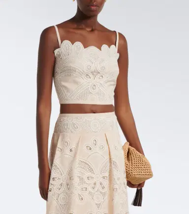 Elie Saab Embroidered scalloped crop top | Thumbnail 4 Elie Saab Embroidered scalloped crop top | Thumbnail 4