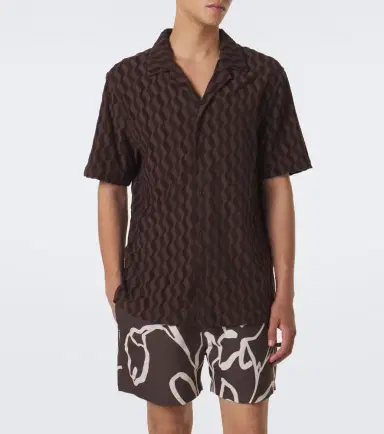 Frescobol Carioca Terry-trimmed cotton-blend bowling shirt | Thumbnail 4 Frescobol Carioca Terry-trimmed cotton-blend bowling shirt | Thumbnail 4