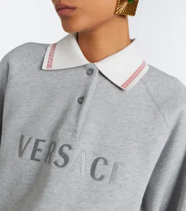 Versace Cropped cotton jersey polo shirt | Thumbnail 3 Versace Cropped cotton jersey polo shirt | Thumbnail 3