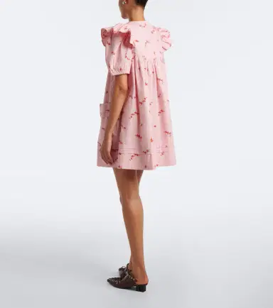 Ganni Floral ruffled cotton-blend poplin minidress | Thumbnail 2 Ganni Floral ruffled cotton-blend poplin minidress | Thumbnail 2