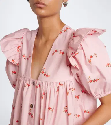Ganni Floral ruffled cotton-blend poplin minidress | Thumbnail 5 Ganni Floral ruffled cotton-blend poplin minidress | Thumbnail 5