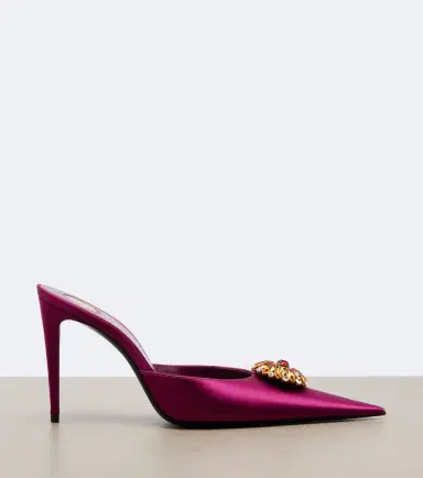 Saint Laurent Cosmo embellished satin crêpe mules | Thumbnail 3 Saint Laurent Cosmo embellished satin crêpe mules | Thumbnail 3