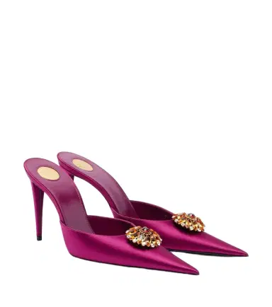 Saint Laurent Cosmo embellished satin crêpe mules | Thumbnail 1 Saint Laurent Cosmo embellished satin crêpe mules | Thumbnail 1