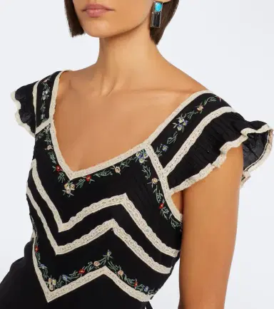 Rixo Diaz embroidered lace-trimmed minidress | Thumbnail 2 Rixo Diaz embroidered lace-trimmed minidress | Thumbnail 2