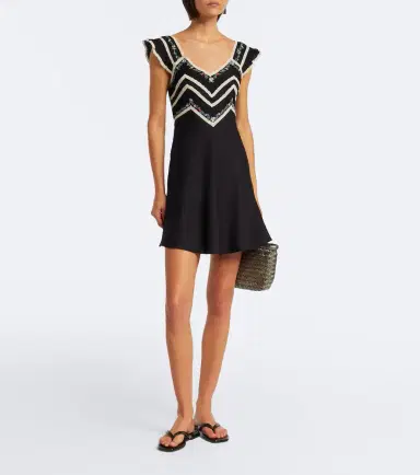 Rixo Diaz embroidered lace-trimmed minidress | Thumbnail 4 Rixo Diaz embroidered lace-trimmed minidress | Thumbnail 4