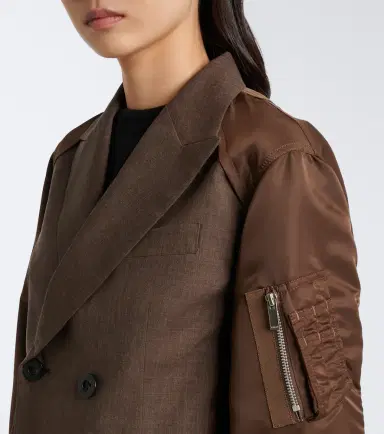 Sacai Double-breasted wool and technical jacket | Thumbnail 4 Sacai Double-breasted wool and technical jacket | Thumbnail 4