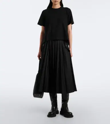 Sacai Cotton jersey and denim T-shirt | Thumbnail 2 Sacai Cotton jersey and denim T-shirt | Thumbnail 2