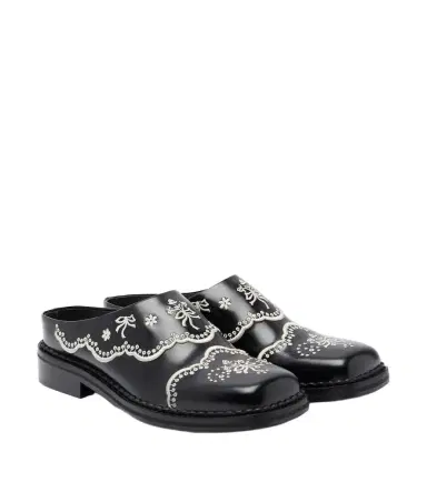 Simone Rocha Embroidered leather mules | Thumbnail 1 Simone Rocha Embroidered leather mules | Thumbnail 1