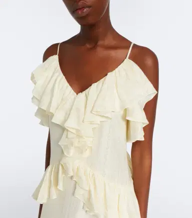 Xu Zhi Ruffled lace-trimmed silk-blend midi dress | Thumbnail 2 Xu Zhi Ruffled lace-trimmed silk-blend midi dress | Thumbnail 2