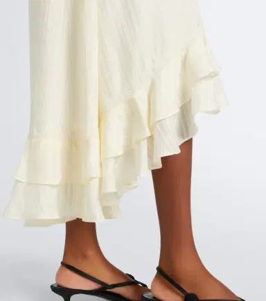 Xu Zhi Ruffled lace-trimmed silk-blend midi dress | Thumbnail 3 Xu Zhi Ruffled lace-trimmed silk-blend midi dress | Thumbnail 3