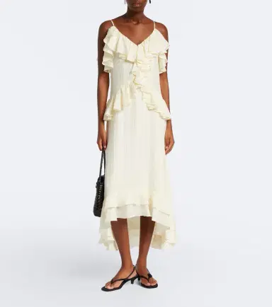 Xu Zhi Ruffled lace-trimmed silk-blend midi dress | Thumbnail 4 Xu Zhi Ruffled lace-trimmed silk-blend midi dress | Thumbnail 4